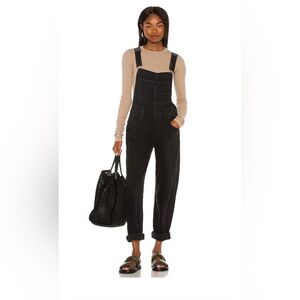 Free People We the Free Ziggy denim overalls size Medium in Mineral black (NWOT)